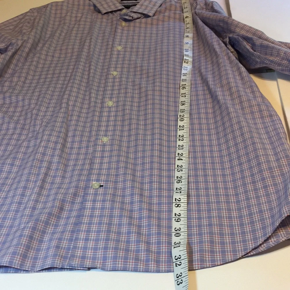 Banana Republic Blue Plaid Non-Iron Cotton Stretch Button up Shirt XL